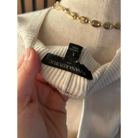 Banana republic sweater large white/ivory with cut out back cotton blend w flare - Picture 4 of 8
